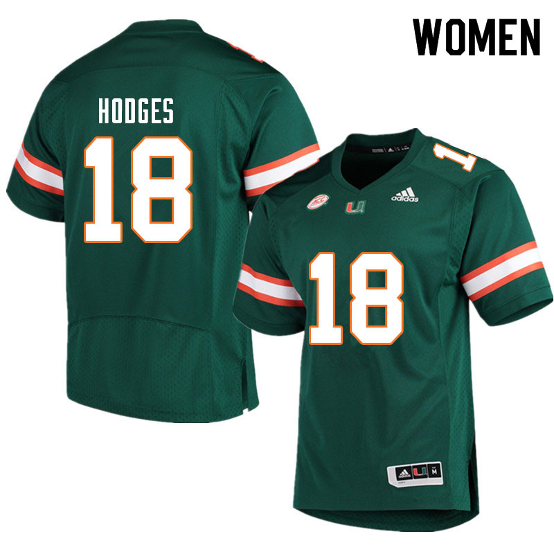 Women #18 Larry Hodges Miami Hurricanes College Football Jerseys Sale-Green - Click Image to Close